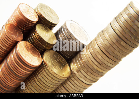 Piled Euro coins Stock Photo