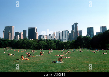 People sunbathing in Sheep Meadow Central Park New York City Stock ...