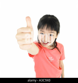 A Girl With Thumbs Up Stock Photo - Alamy