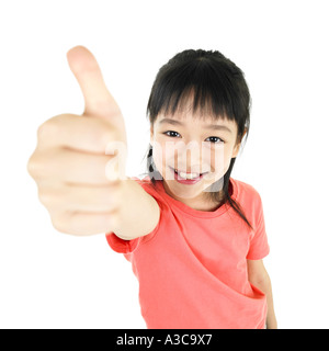 Girl Student With Thumbs Up Stock Photo - Alamy