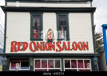 Red Onion Saloon and brothel on main street in mining town of Skagway Alaska Stock Photo