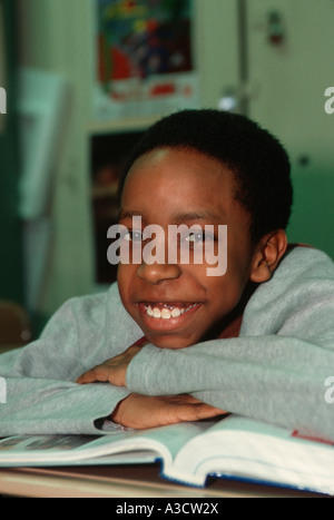 Happy junior high school student in New York City Stock Photo