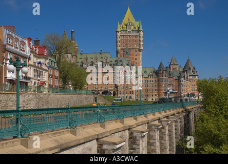 Canada Quebec Quebec City Vieux Quebec Upper Town Terrasse Dufferin Chateau Frontenac Hotel Stock Photo