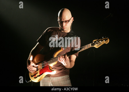 Concert in the Savoy theater with Stefan Gwildis Here the bass player of the band Achim Rafain Stock Photo