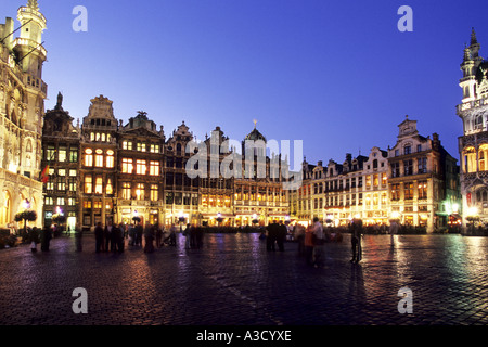 The Grand Place in Brussels at dusk Stock Photo