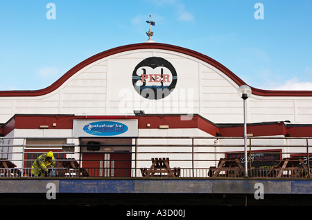 Painting the Pier at Cleethorpes Lincolnshire UK Stock Photo