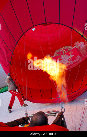 Inflating a Balloon at the Chateau d'Oex balloon festival, Switzerland