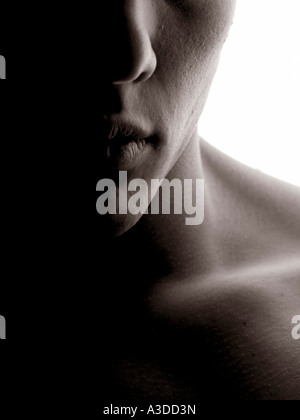 Chin and face of a young man with backlight Stock Photo