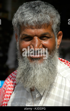 Portrait old man with a long gray beard Lachmangarh Rajasthan India Stock Photo