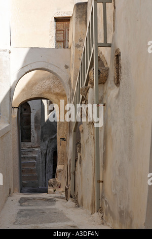 In the old part of the village there are no streets just narrow aisles, Emborio, Santorini, Greece Stock Photo