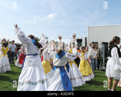 Croatian dancers dancing in park Summer festival Munich Germany Stock Photo