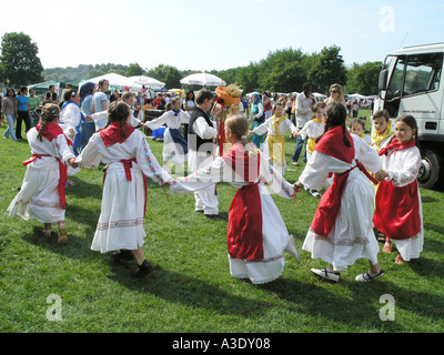 Croatian dancers dancing in park Summer festival Munich Germany Stock Photo