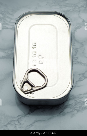 Can of Food on a Kitchen Work Surface Close Up Stock Photo