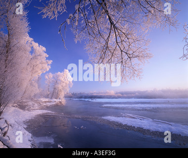 Isar river, winter , Bavaria, Germany Stock Photo