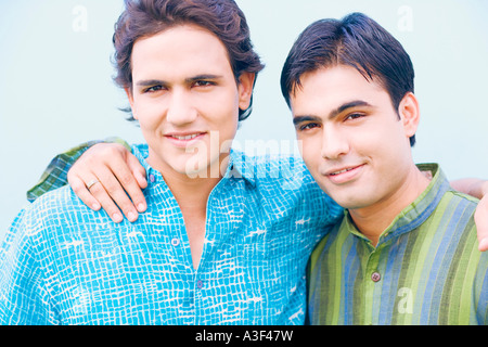 Portrait of two young men smiling Stock Photo
