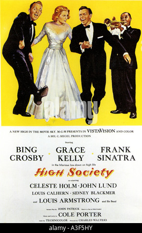 HIGH SOCIETY poster for 1956 MGM film with Bing Cosby, Grace Kelly, Frank Sinatra & Louis Armstrong Stock Photo