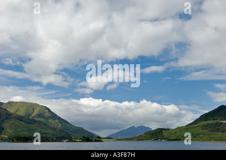 View of Mountains Surrounding Loch Levin Near Glencoe Village Scotland Stock Photo