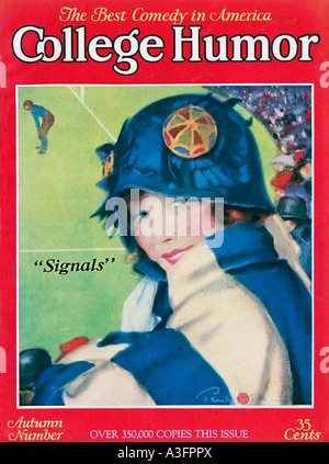 College Humor Football 1924 cover of the American humourous magazine with an American Football fan Stock Photo