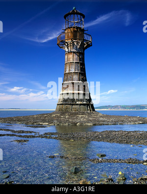 Whiteford point lighthouse, Gower peninsula, South Wales, UK Stock Photo