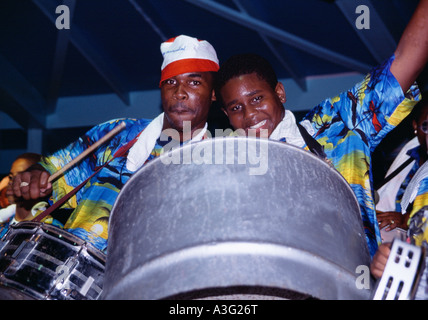 Steel band playing at the Heineken Regatta  on the Caribbean island of St.Maarten, Dutch West Indies Stock Photo