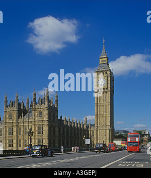 Westminster Parliament buildings and the Tower which houses the famous clock Big Ben from Westminster Bridge Stock Photo