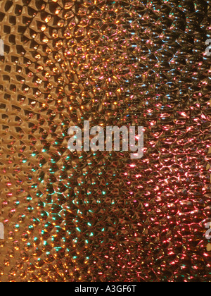 christmas tree lights through glass window Stock Photo