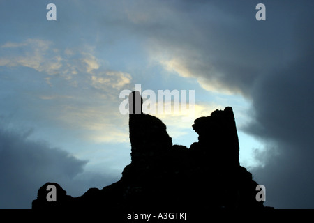 Detailed silhoutte of the ruins of Coeffin Castle Isle of Lismore Scotland Stock Photo