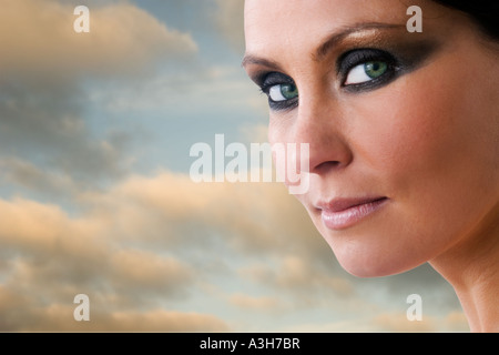 close up of a womans face beauty portrait Stock Photo