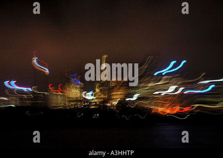 Impressionistic rendering of Sydney skyline from Sydney Harbour Bay at night New South Wales Australia Stock Photo