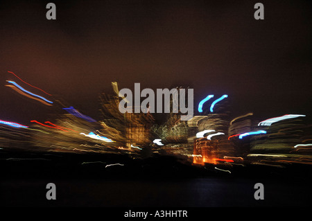 Impressionistic rendering of Sydney skyline from Sydney Harbour Bay at night New South Wales Australia Stock Photo