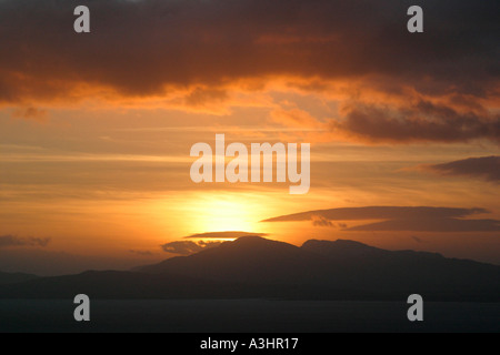 Sunset over Isle of Mull from Ben Lora Oban Stock Photo
