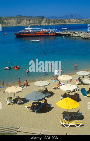 natural bay at Lindos on the Greek island of Rhodes Stock Photo