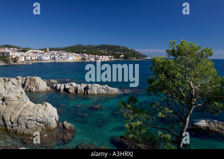 Rocky coastline of the Costa Brava near the village of Calella de Palafrugell in Spain Stock Photo