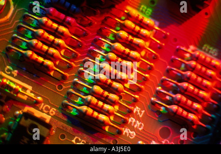 Component side of computer printed circuit board Stock Photo