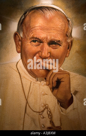 Oil painting of Pope John Paul II head of Roman Catholic Church 1920-2005 Stock Photo