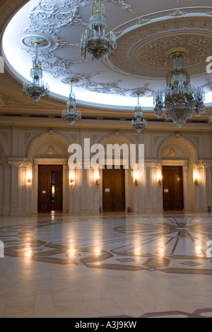 Interior view of The Palace of the Parliament (Palatul Parlamentului) in Bucharest, Romania Stock Photo