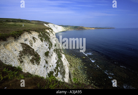 Afton Down and Freshwater Cliff with Compton Bay in the distance Isle of wight England UK Stock Photo