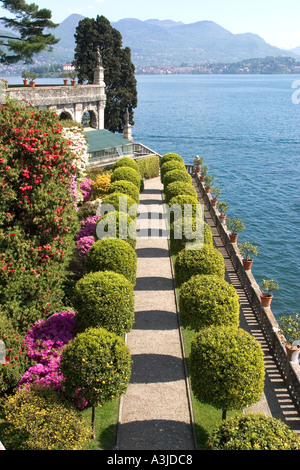 The formal early Baroque gardens of Isola Bella on Lake Maggiore Stock Photo