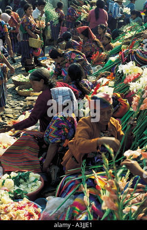 flowers at market town of chichicastenango guatemala Stock Photo
