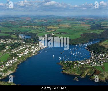 Town River Fowey Cornwall UK aerial view Stock Photo