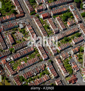 Inner city terraced housing Bristol UK aerial view Stock Photo