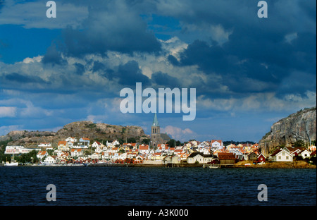 Clustered houses of Fjallbacka a small town on Swedish west coast Bohusland Sweden Scandinavia Stock Photo