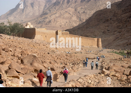 St Catherine s Monestry at the foot of Mount Sinai Gebal Musa Stock Photo