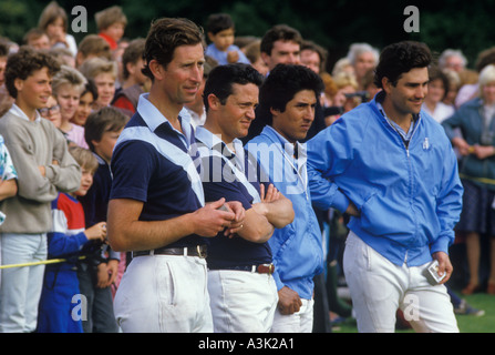 Prince Charles playing Polo. Windsor  Great Park Berkshire. 1987 1980s He was playing for Les Diables Bleus a legendary polo team. UK HOMER SYKES Stock Photo