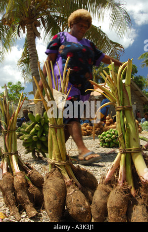 Market in Lenakel on Tanna island in Vanuatu Stock Photo