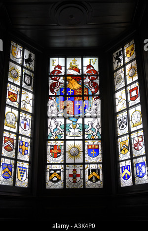 Stain glass window in The Tallow Chandlers Banqueting Hall City of London Stock Photo