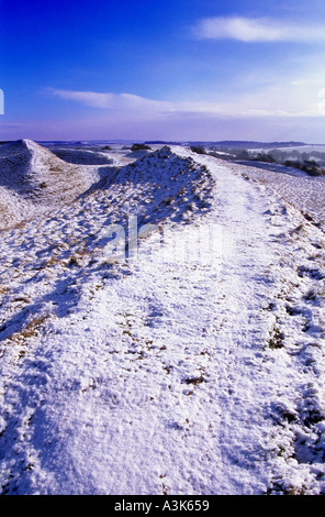 Winter at Maiden Castle near Dorchester Dorset England Europe Stock Photo