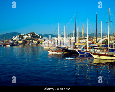 Marmaris old town and harbour at dawn Stock Photo
