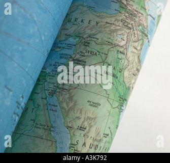 close up of a world map with saudi arabia jeddah makkah madina in focus ...