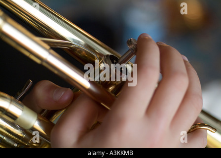 Talented boy playing the trumpet hi-res stock photography and images - Alamy